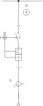 Schemat jednokreskowy szafy odbiorczej z wyłącznikami mocy NZM4