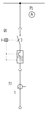 Schemat elektryczny szafy odbiorczej z wyłącznikiem kompaktowym